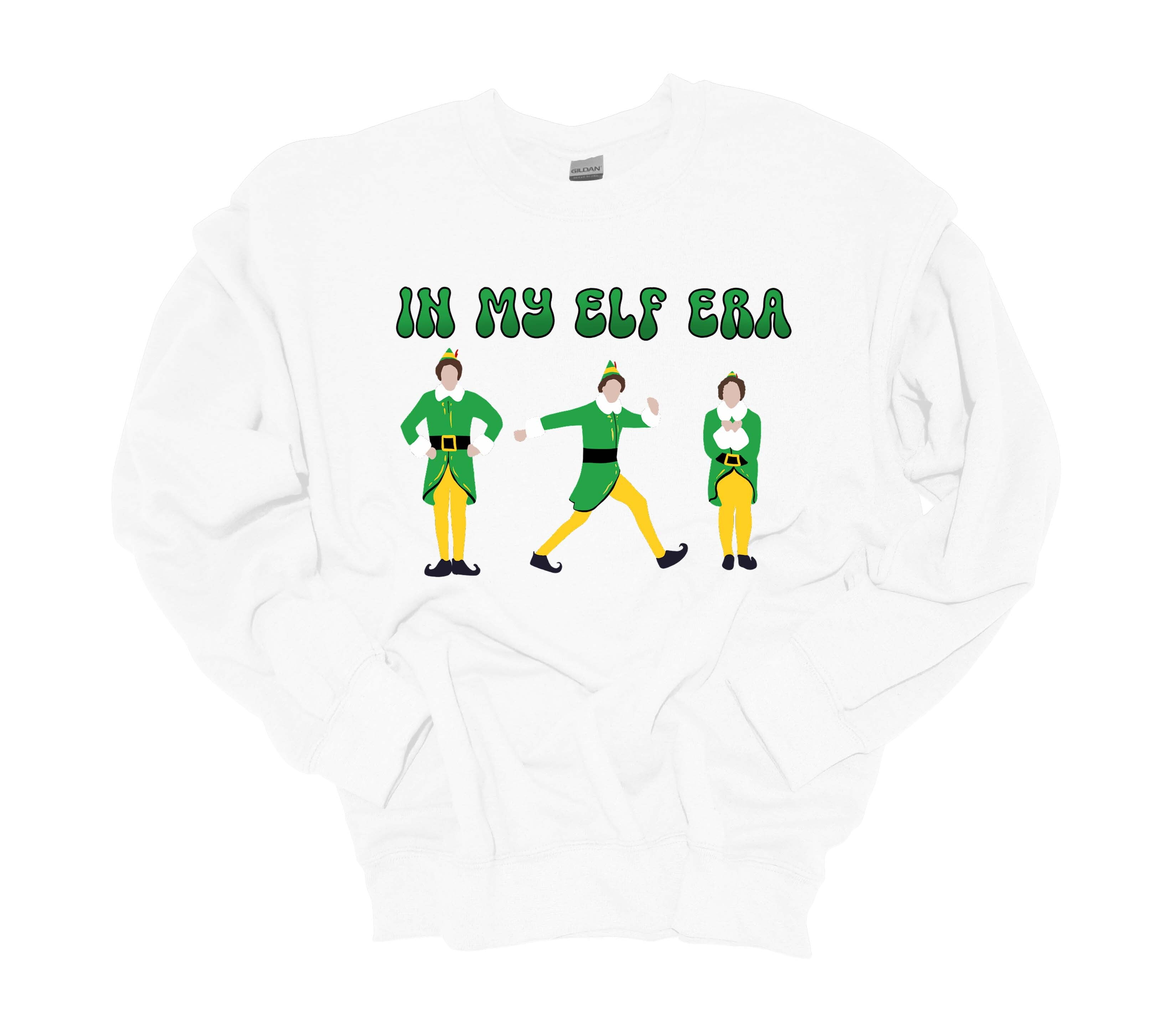 Unisex Christmas Sweatshirt In My Elf Era Buddy Festive Holiday Crewneck Sweatshirt-White-5xl
