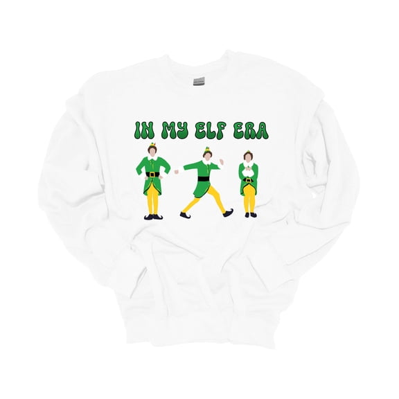 Unisex Christmas Sweatshirt In My Elf Era Buddy Festive Holiday Crewneck Sweatshirt-White-xxxl