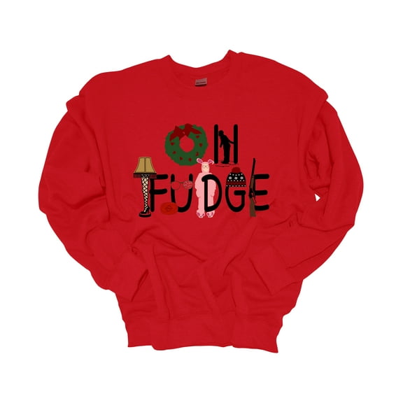 Unisex Christmas Sweatshirt Oh Fudge Christmas Story Inspired Festive Holiday Crewneck Sweatshirt-Red-xxl
