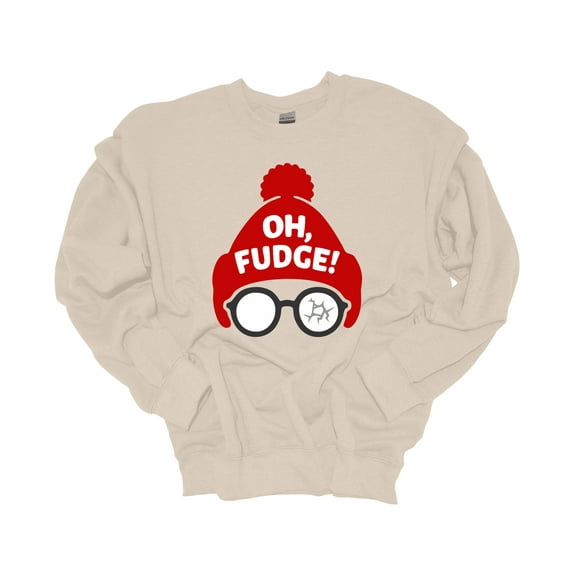 Unisex Christmas Sweatshirt Oh Fudge Ralphie Broken Glasses Christmas Story Festive Holiday Crewneck Sweatshirt-Sand-small