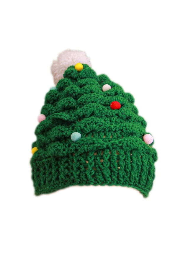 Unisex Christmas Winter Knitted Christmas Tree Hat Bearded Cap for Kid Adults Winter Keeping Warm Supplies