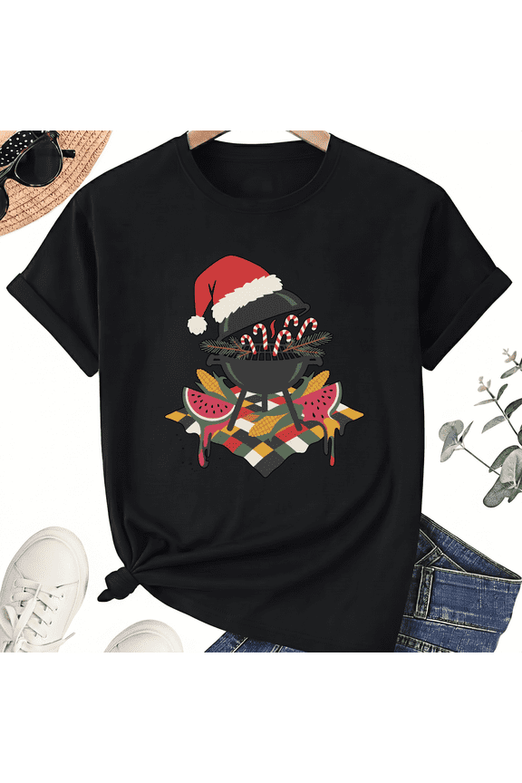 Unisex Christmas in July Cookout T-Shirt, Grill Picnic Holiday Graphic, 100% Cotton Short Sleeve Tee