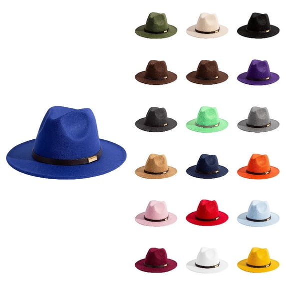 Unisex Classic 20s Hat with Band Casual Jazz Cap Blue Fashion Fedora Hat Elegant Jazz Hats Brim Cap for Halloween