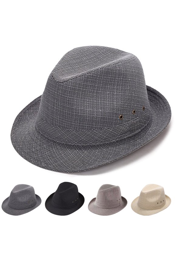 Unisex Classic 20s Style Mid Hat with Band Casual Jazz Cap Costume Accessory