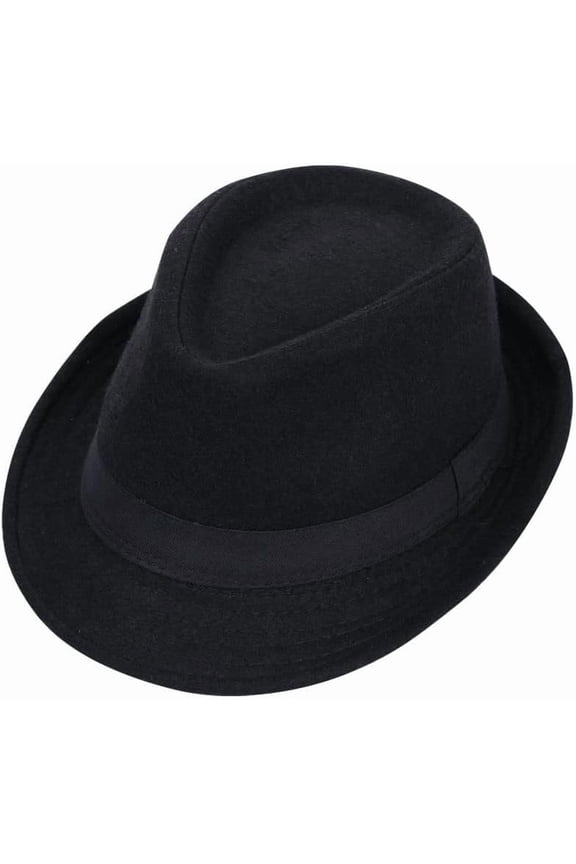 Unisex Classic 20s Trilby Fedora-Hat Casual Manhattan Short-Brim Structured Gangster Panama Felt Jazz Cap