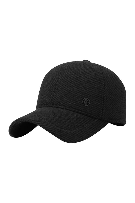 Unisex Classic Black Wool Blend Baseball Cap Adjustable Fit, Stylish and Comfortable; All Seasons