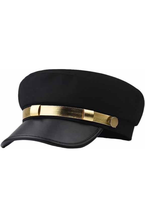 Unisex Classic Chauffeur Hat, Retro Captain Sailor Newsboy Cap with  Buckle, Costume Hat for Men Women Daily Wear Party
