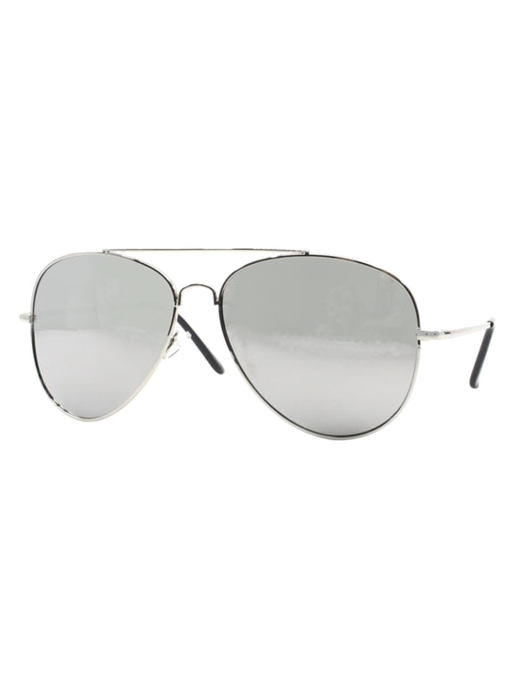 Unisex Classic Cop Pilot Aviator Sunglasses Silver Mirrored Lens UV 400