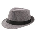 thumbnail image 1 of Unisex Classic Fedora Hat Wide Brim Felt Hat with Black Band Vintage Style Fedora for Men Women Formal Casual Party Fashion Accessory, 1 of 4