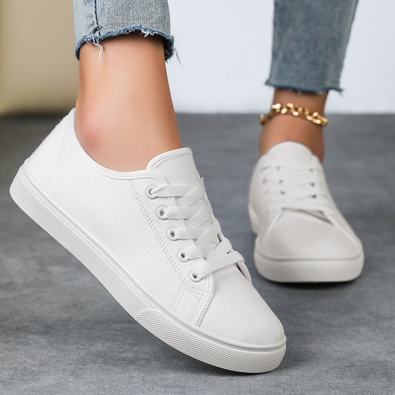Unisex Classic Low Top Canvas Walking Shoes for Mens Womens Casual Lightweight Flat Lace Up Sneakers
