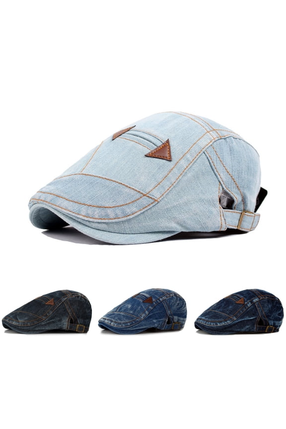 Unisex Classic Newsboy Cap in Cotton Fabric Adjustable Size Flat Top Driver Hat