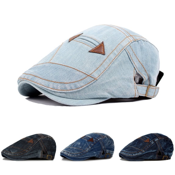 Unisex Classic Newsboy Cap in Cotton Fabric Adjustable Size Flat Top Driver Hat