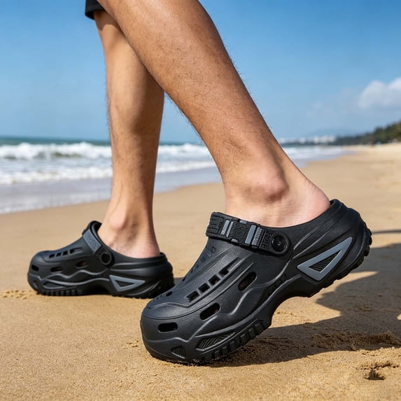 Unisex Classic Perforated Clogs Breathable Platform Sandals Lightweight EVA Garden Shoes for Garden Beach (Black 8)