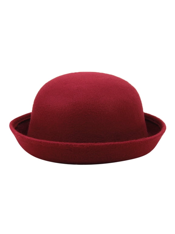 Unisex Classic Plain Round Top Bowler Hat Vintage Derby Jazz Cap Fedora Straw Sun Hat
