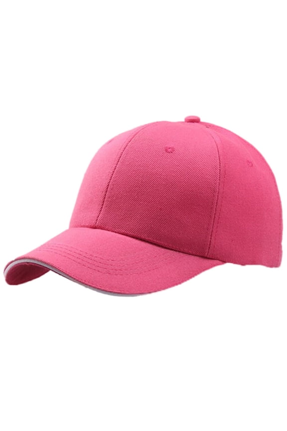Unisex Classic Solid Color Baseball Cap, Adjustable Plain Cotton Sport Hat for Men and Women, One Size Hot Pink
