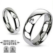 MARIMOR JEWELRY Unisex Classic Stainless Steel with Cubic Zirconia Wedding Band Ring Width 04 mm Size 05
