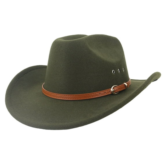 Unisex Classic Wide Brim Fedora Hat with Belt Buckle Felt Women's Panama Hat, Hats for Cowboy Cowgirl