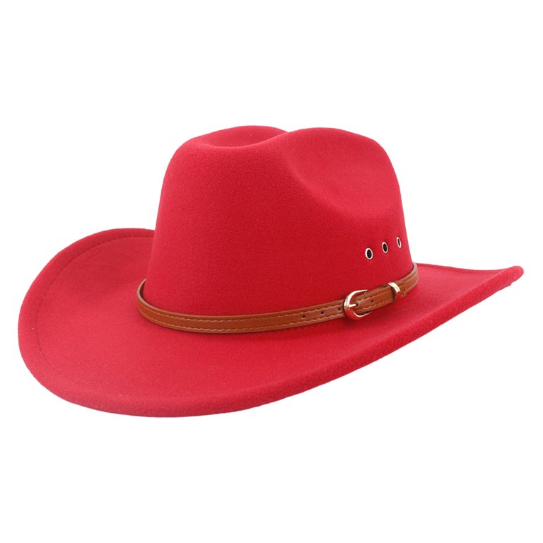 Unisex Classic Wide Brim Fedora Hat with Belt Buckle Felt  display picture 1