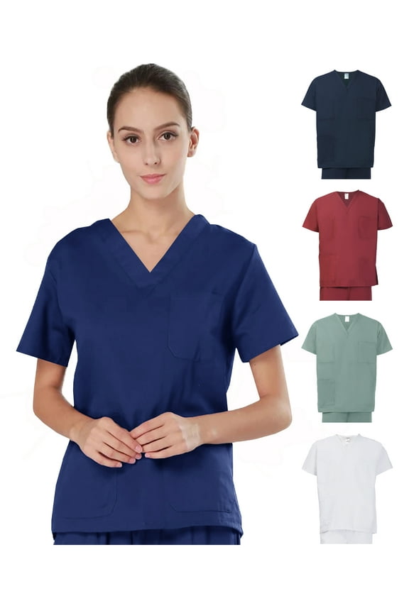 Unisex Clinic Nurse Doctor Scrubs Top Workwear Professionals Healthcare Medical Uniform XS-3XL