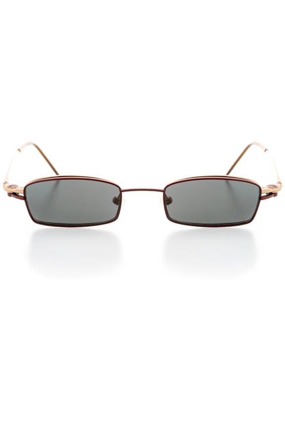 Unisex Clip-On Eyewear - Rectangle Shape, Metal Full Rim, Red Lust