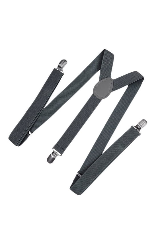 Unisex Clip on Suspender Elastic Y-Shape Back Formal Adjustable Braces, Dark Gray ywm58