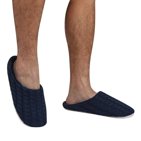 Unisex Closed Toe Indoor Home Slipper Comfy Cozy Soft Non-Slip Houseshoes, Navy Blue