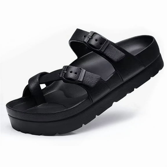 Unisex "Cloud" Cushion Thick Platform Slide Sandals with Adjustable Straps - Non-Slip, EVA, Lightweight Comfort Flip Flops for Women & Men