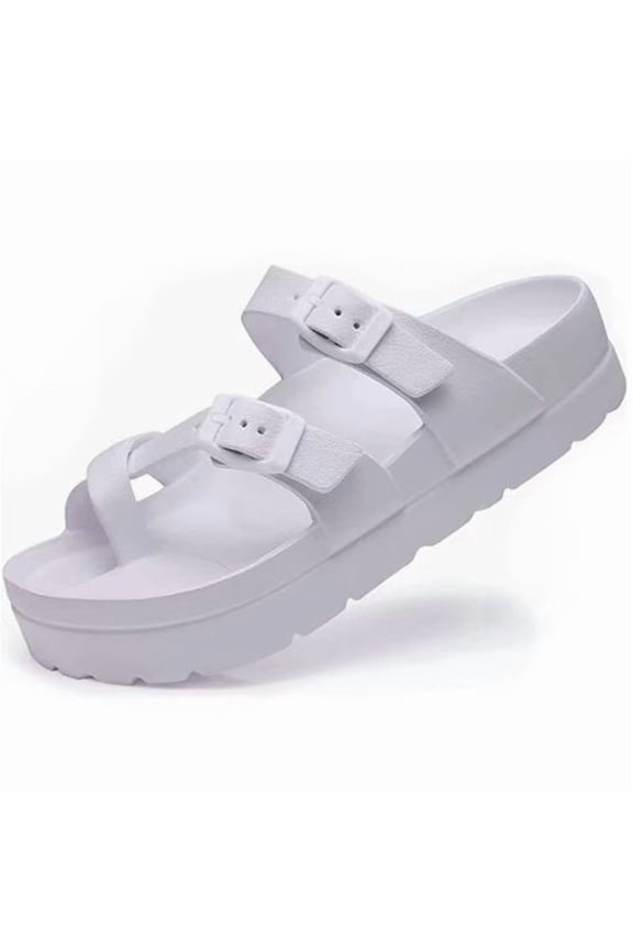 Unisex "Cloud" Cushion Thick Platform Slide Sandals with Adjustable Straps - Non-Slip, EVA, Lightweight Comfort Flip Flops for Women & Men