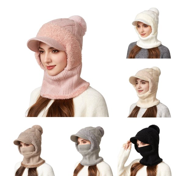 Unisex Cold Weather Scarf Hat Polyester Cotton Knit for Autumn Winter