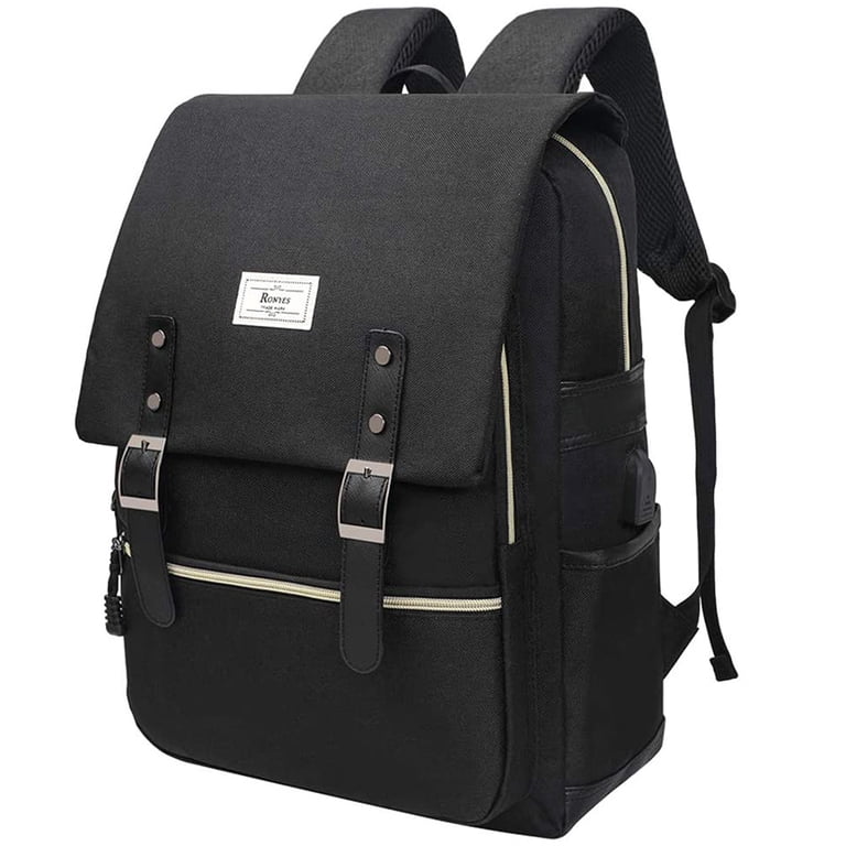 Unisex College Bag Fits up to 15.6 Laptop Casual Rucksack Adult  Waterproof School Backpack Daypacks Black