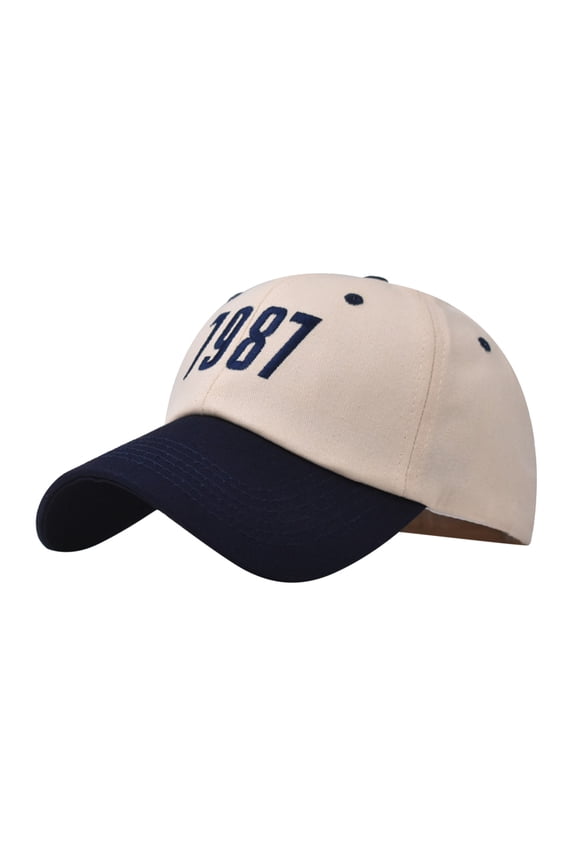 Unisex Color Block Baseball Cap with Letter Embroidery Summer Lightweight Breathable Adjustable Outdoor Casual Sun Hat Navy One Size