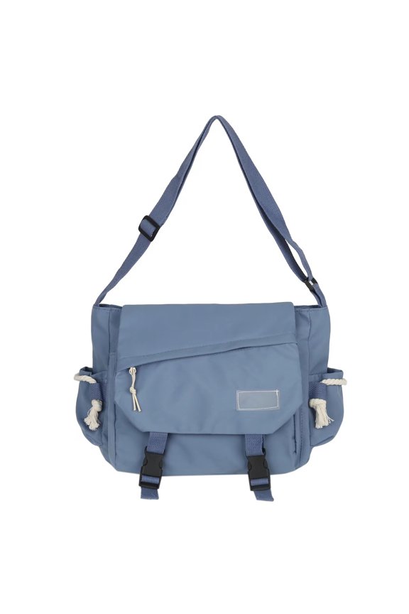 Unisex Color Nylon Messengers Bag Casual Large Capacity Crossbody Bag Zippered Buckled Shoulder Handbag School Bag