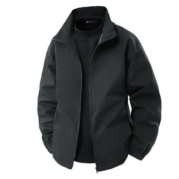 Unisex Colorblock Casual Long-sleeve Windbreaker - Outdoor Sports Windproof & Waterproof Zipper Jacket, Black, Size L