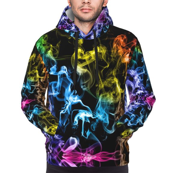 Unisex Colorful Graphic Colorful Smog Art Pattern Pullover Hoodie 3D Print Long Sleeve Hooded Sweatshirt with Pocket for Men and Women