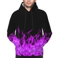 thumbnail image 1 of Unisex Colorful Graphic Purple Fire Flame Pullover Hoodie 3D Print Long Sleeve Hooded Sweatshirt with Pocket for Men and Women, 1 of 7