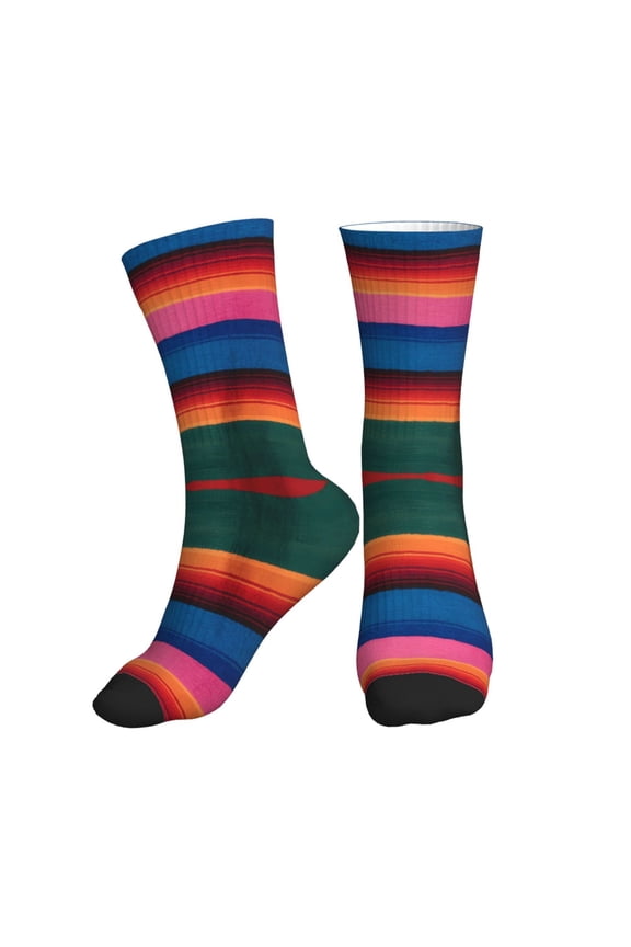 Unisex Colorful Mexican Blanket Stripes Novelty Ankle Socks Colorful ComfortSoft Lightweight Sports Athletic Socks