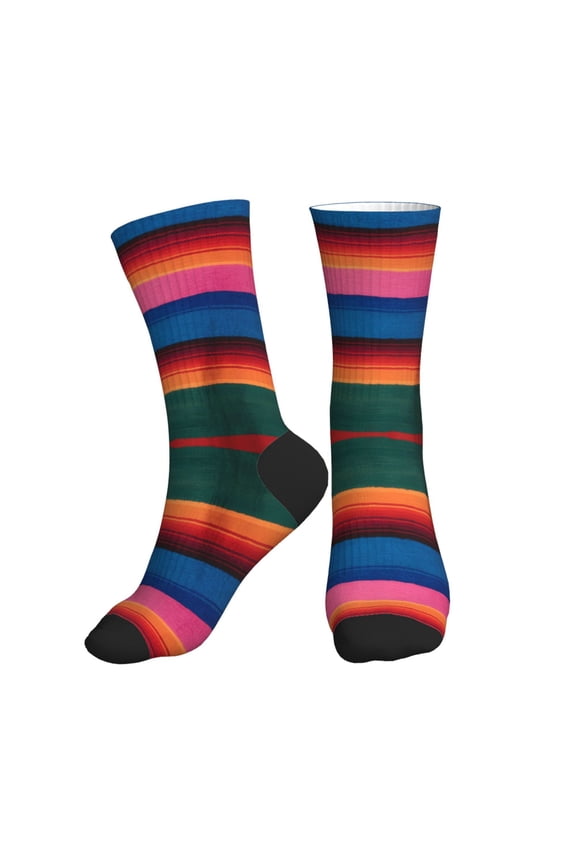 Unisex Colorful Mexican Blanket Stripes Novelty Ankle Socks Colorful ComfortSoft Lightweight Sports Athletic Socks