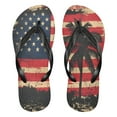 thumbnail image 1 of Unisex Comfort Flip Flops Summer Thong Sandals Non Slip Soles Flip Flop for Beach, Pool, and Daily Wear American Flag with Palm Trees XL, 1 of 8