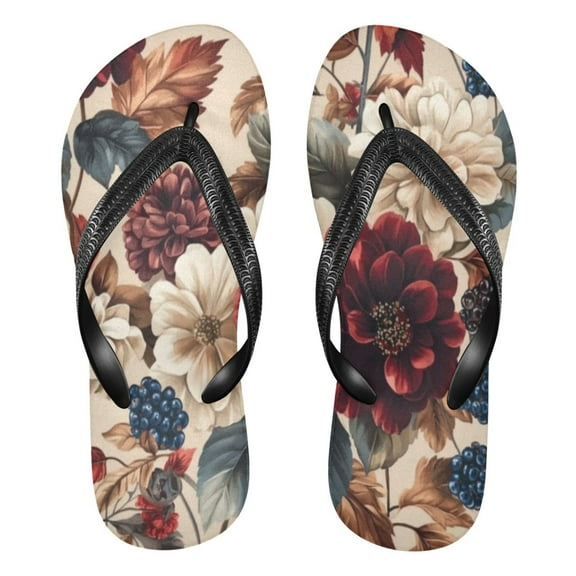 Unisex Comfort Flip Flops Summer Thong Sandals Non Slip Soles Flip Flop for Beach, Pool, and Daily Wear Burgundy Hydrangeas XS