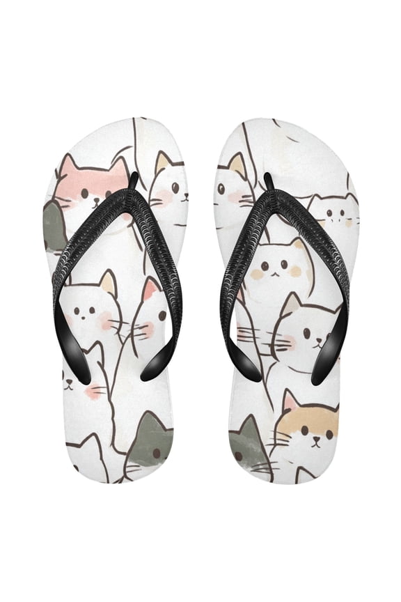 Unisex Comfort Flip Flops Summer Thong Sandals Non Slip Soles Flip Flop for Beach, Pool, and Daily Wear Caetoon Cats XS