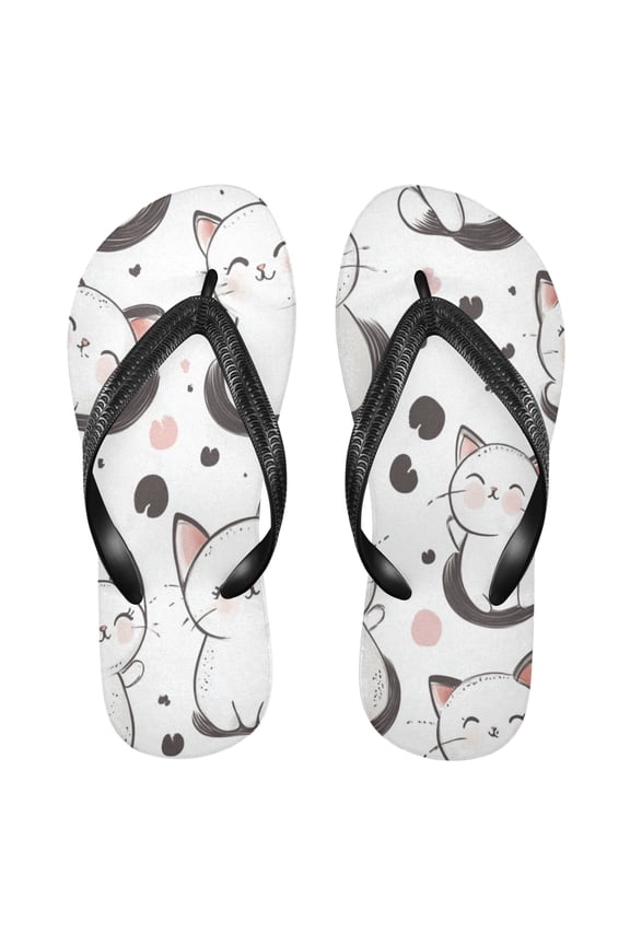 Unisex Comfort Flip Flops Summer Thong Sandals Non Slip Soles Flip Flop for Beach, Pool, and Daily Wear Cartoon Cat XXL