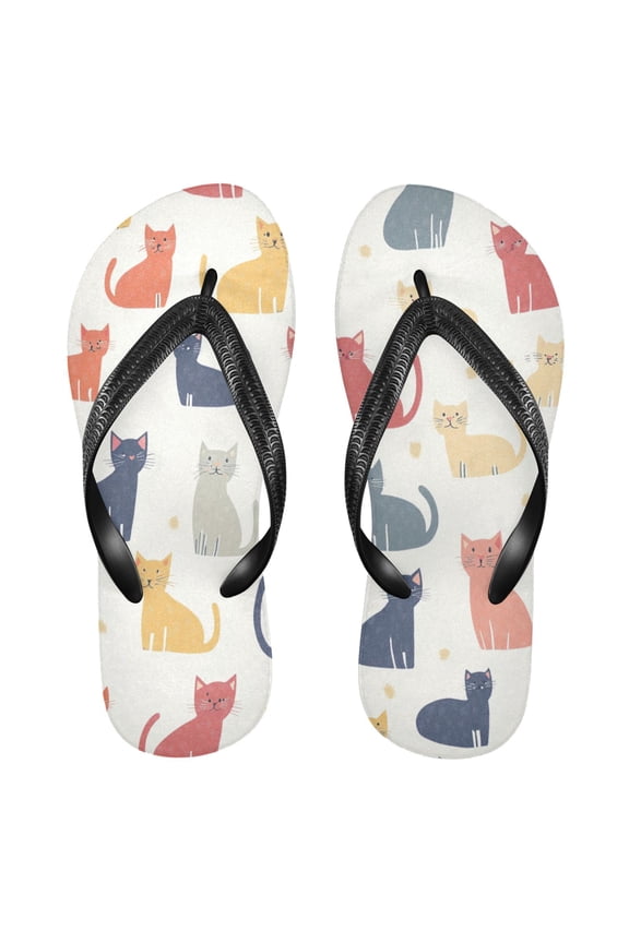 Unisex Comfort Flip Flops Summer Thong Sandals Non Slip Soles Flip Flop for Beach, Pool, and Daily Wear Cat Pattern XS