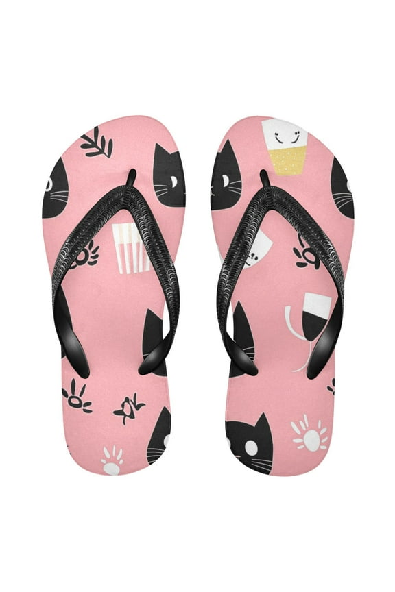 Unisex Comfort Flip Flops Summer Thong Sandals Non Slip Soles Flip Flop for Beach, Pool, and Daily Wear Cats and Cat Cups L