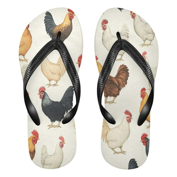 Unisex Comfort Flip Flops Summer Thong Sandals Non Slip Soles Flip Flop for Beach, Pool, and Daily Wear Chickens Pattern XXL