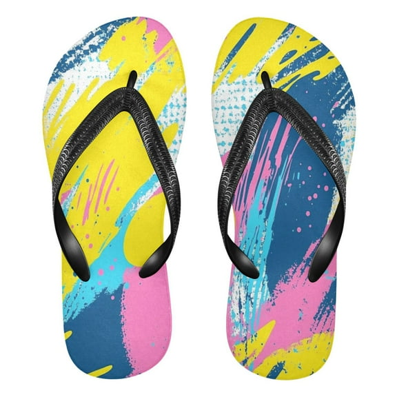 Unisex Comfort Flip Flops Summer Thong Sandals Non Slip Soles Flip Flop for Beach, Pool, and Daily Wear Colorful Brush XS