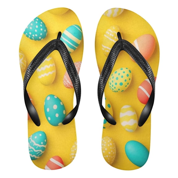 Unisex Comfort Flip Flops Summer Thong Sandals Non Slip Soles Flip Flop for Beach, Pool, and Daily Wear Colorful Cute Easter Eggs XS