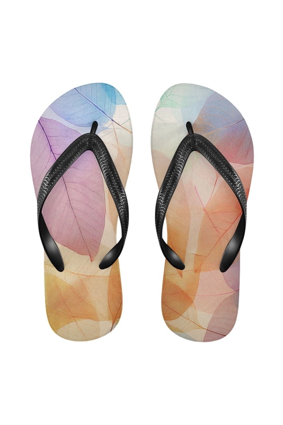 Unisex Comfort Flip Flops Summer Thong Sandals Non Slip Soles Flip Flop for Beach, Pool, and Daily Wear Colorful Leaf Skeletons S