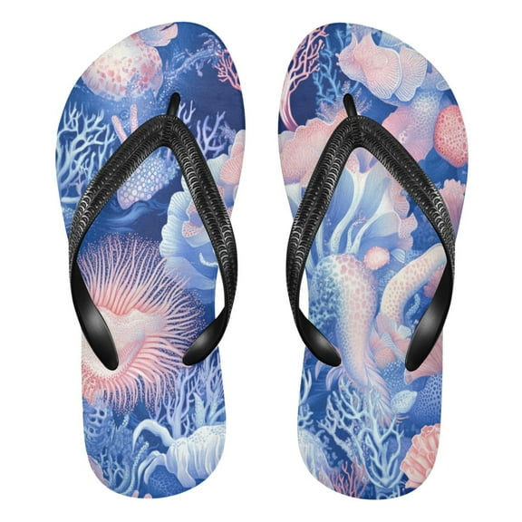 Unisex Comfort Flip Flops Summer Thong Sandals Non Slip Soles Flip Flop for Beach, Pool, and Daily Wear Colorful Sea Creatures S