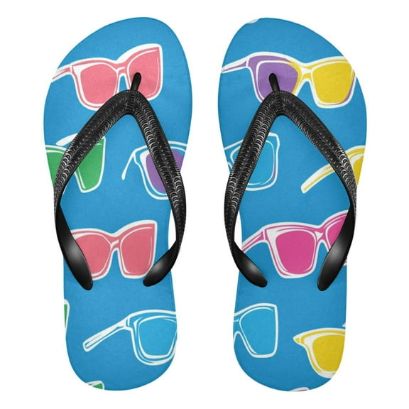 Unisex Comfort Flip Flops Summer Thong Sandals Non Slip Soles Flip Flop for Beach, Pool, and Daily Wear Colorful Sunglasses XXL