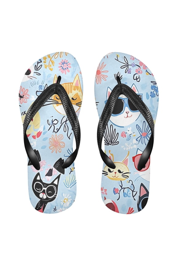 Unisex Comfort Flip Flops Summer Thong Sandals Non Slip Soles Flip Flop for Beach, Pool, and Daily Wear Colorsful Cute Cats XXL